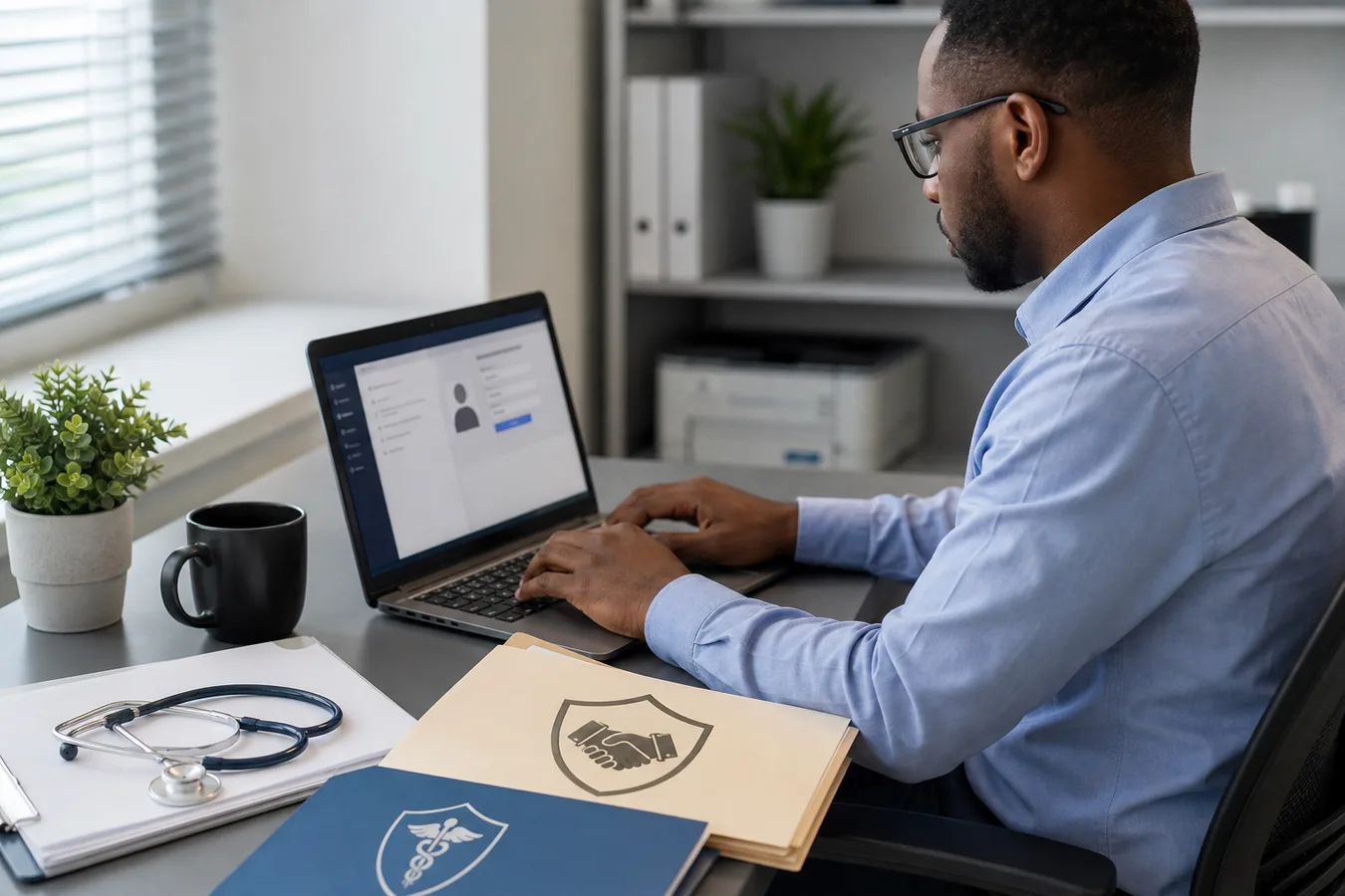Secure teleradiology setup illustrating HIPAA-compliant data handling